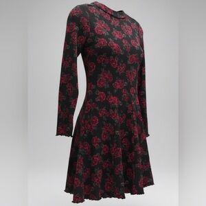 Floral Black and Red Dress